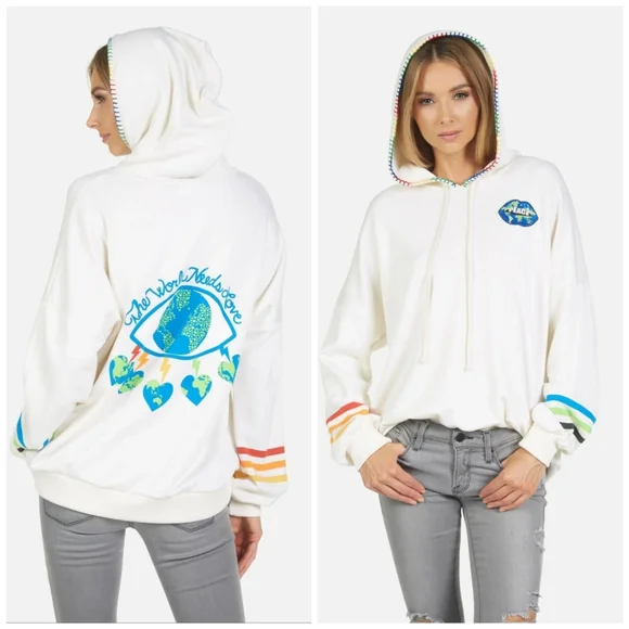Lauren Moshi Tops Lauren Moshi Lila World Eye Love Hoodie Size